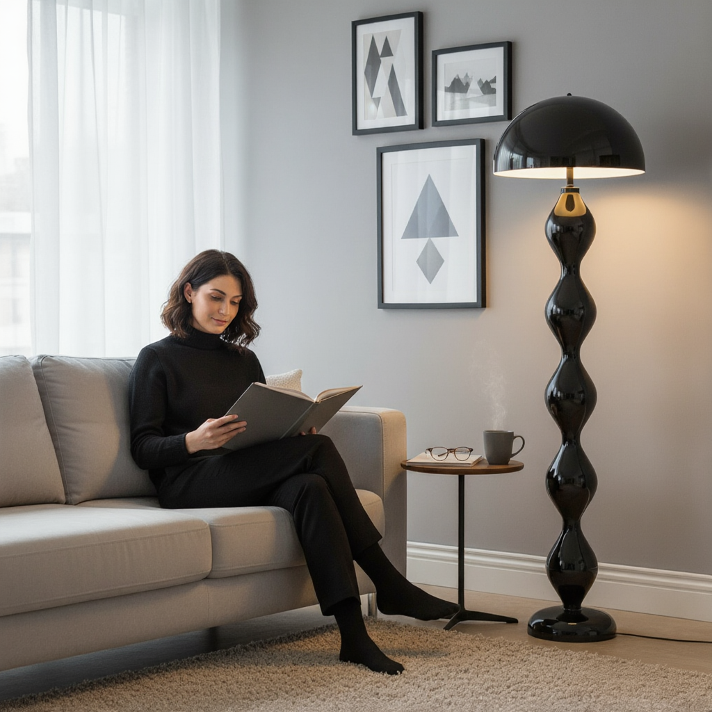 Lampadaire Boules Empilées en Fer Laqué LED