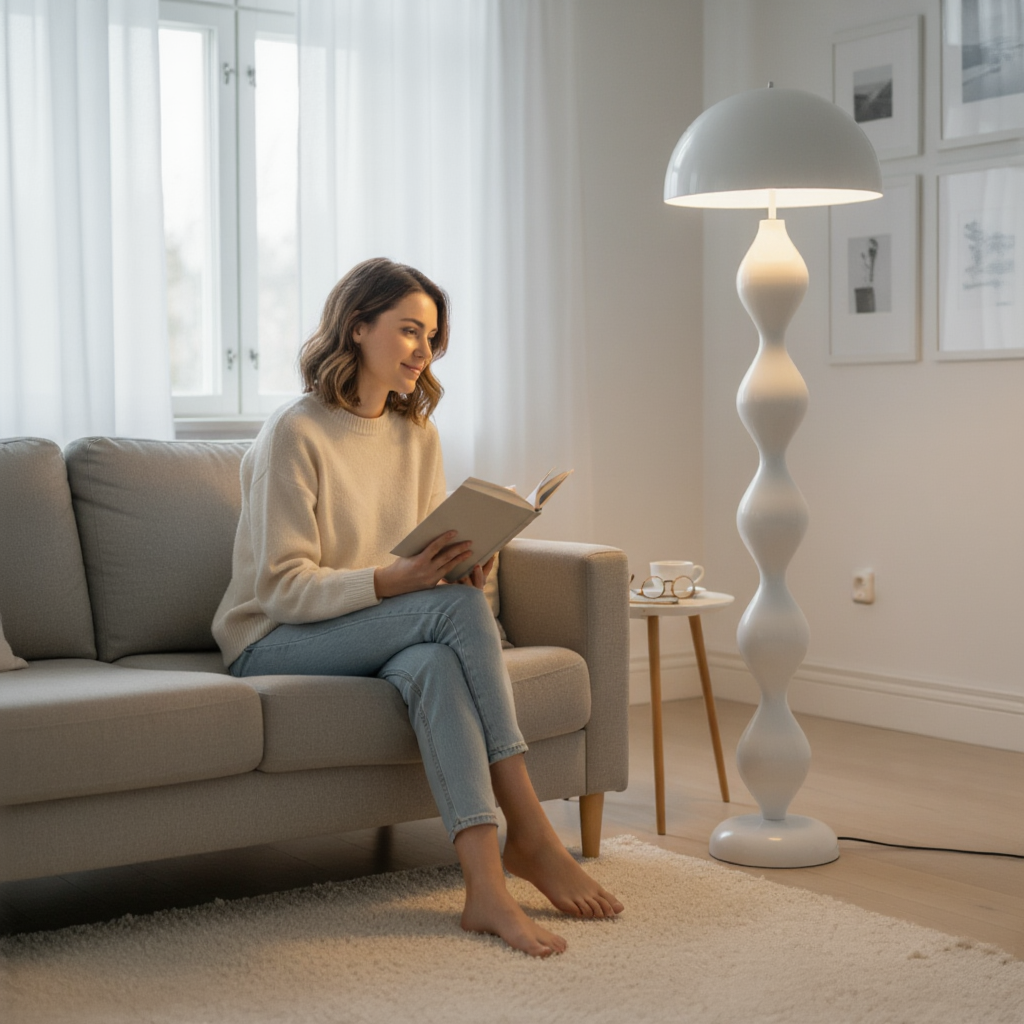 Lampadaire Boules Empilées en Fer Laqué LED