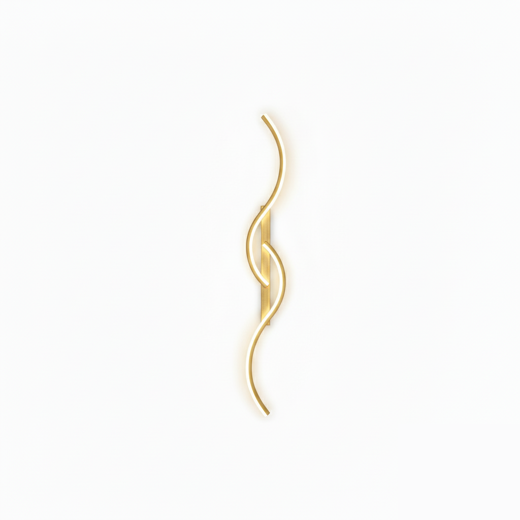 Applique Murale LED Double Vague Design Noir et Or