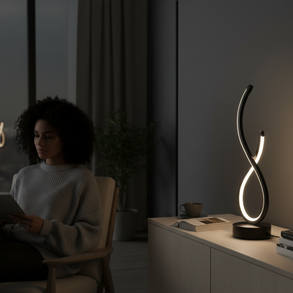 Lampe de Chevet Spirale Noire LED Intégrée