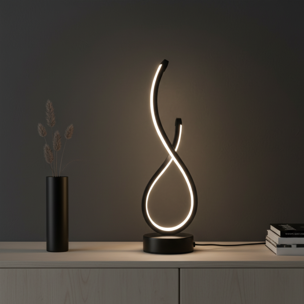 Lampe de Chevet Spirale Noire LED Intégrée